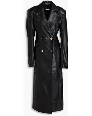 ROTATE BIRGER CHRISTENSEN Double-breasted Embellished Faux Leather Coat - Black