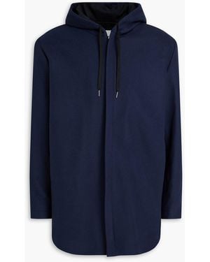 Sandro Wool-Blend Felt Hooded Coat - Blue