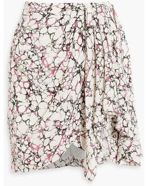 Isabel Marant Ixori Draped Printed Silk Crepe De Chine Mini Skirt - White