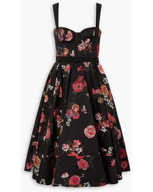 Brock Collection Tessa plissiertes midikleid aus floralem jacquard - Weiß