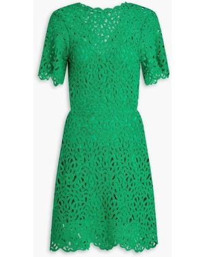 Maje Cutout Crocheted Cotton Mini Dress - Green