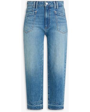 PAIGE Alexis Cropped Faded High-rise Barrel-leg Jeans - Blue