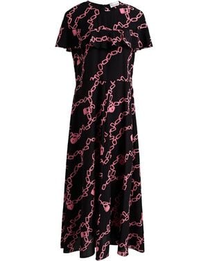 RED Valentino Cape-Effect Printed Silk Crepe De Chine Midi Dress - Black