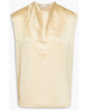 Tibi Draped Satin-crepe Top - Natural