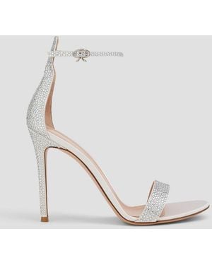Gianvito Rossi Glam Crystal-Embellished Satin Sandals - White