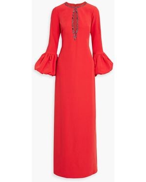 Marchesa Verzierte robe aus crêpe mit cut-outs - Rot