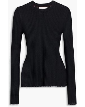 Veronica de Piante Caroline Ribbed-Knit Sweater - Black