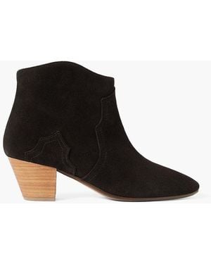 Isabel Marant Dicker Suede Cowboy Boots - Black