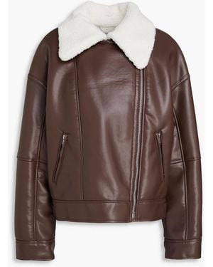 Jonathan Simkhai Teddy Fleece-Trimmed Biker Jacket - Brown