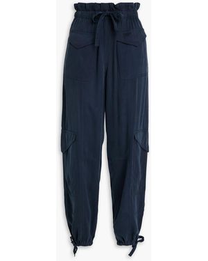 Ganni Washed Ecovero And Cupro-Blend Satin Cargo Pants - Blue