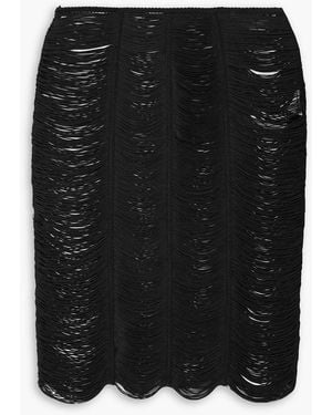 Tom Ford Fringed Open-Knit Skirt - Black