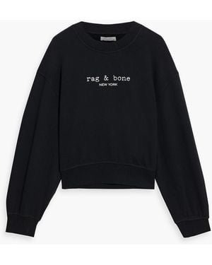 Rag & Bone Logo-Print French Cotton-Terry Sweatshirt - Black