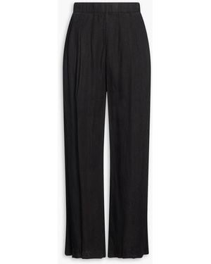 James Perse Linen Wide-Leg Trousers - Black