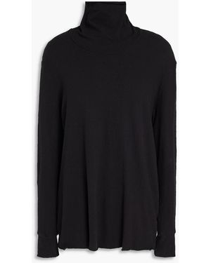 James Perse Cotton-blend Jersey Turtleneck Top - Black