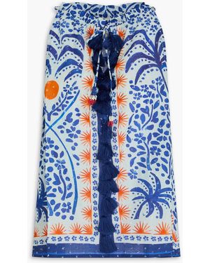 FARM Rio Printed Swiss-dot Cotton Top - Blue