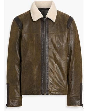 PAIGE Mangelson Teddy Fleece-Trimmed Leather Jacket - Brown