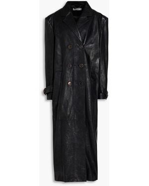 Alessandra Rich Double-Breasted Leather Coat - Black