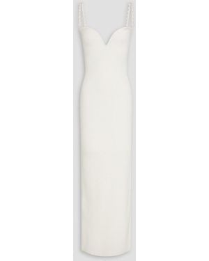 Galvan London Thaila Embellished Ribbed-Knit Maxi Dress - White