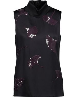 3.1 Phillip Lim Sequin-Embellished Satin Turtleneck Top - Black