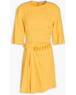 Stella McCartney Chain-embellished Draped Crepe Mini Dress - Yellow