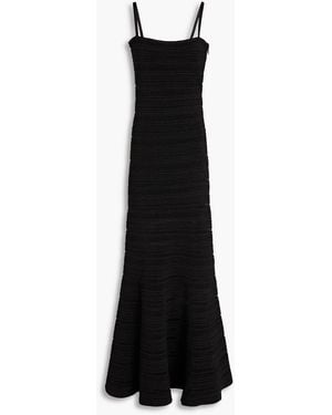Hervé Léger Metallic Ribbed-knit Gown - Black