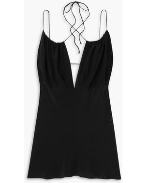 TOTEME Tie-detailed Gathered Silk Crepe De Chine Camisole - Black