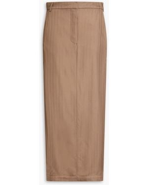 REMAIN Birger Christensen Pinstriped Satin-twill Maxi Skirt - Brown