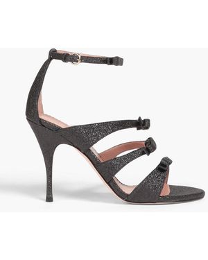 Red(V) Bow-embellished Glittered Sandals - White