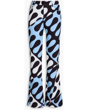 PUCCI Printed Crepe Bootcut Trousers - Blue