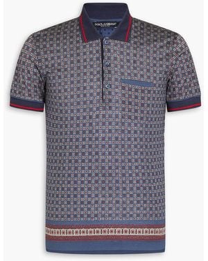Dolce & Gabbana Printed Silk And Cotton-blend Jersey Polo Shirt - Blue