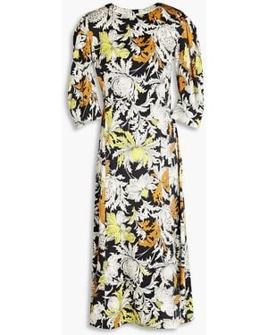 Rodebjer Floral-print Satin Midi Dress - White