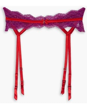 Fleur du Mal Naomi Lace And Stretch-silk Satin Suspender Belt - Red