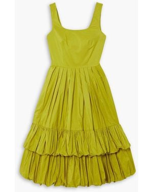 Molly Goddard Nikita Pleated Tiered Taffeta Dress - Yellow