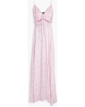 Maje Cutout Paisley-Print Satin Maxi Dress - Pink