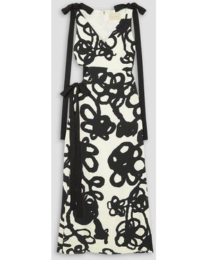 Christopher Kane Ivy Tie-detailed Cutout Floral-print Crepe Midi Dress - White