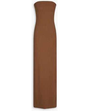 ÉTERNE Strapless Ribbed-Jersey Maxi Dress - Brown