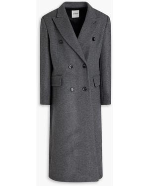 Sandro Double-Breasted Wool-Blend Felt Coat - Grey