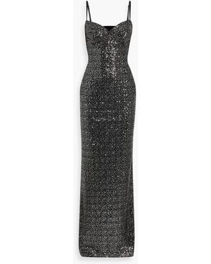Dolce & Gabbana Cutout Sequined Tulle Gown - Black