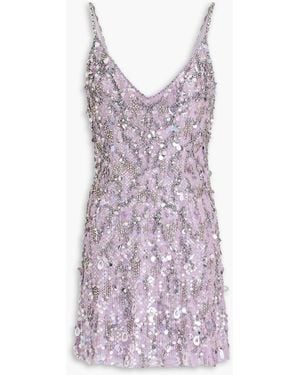 Jenny Packham Haze Embellished Tulle Mini Dress - Purple