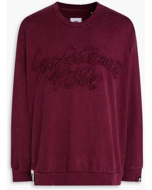 adidas Adi004 Embroidered French Cotton-Terry Sweatshirt - Purple
