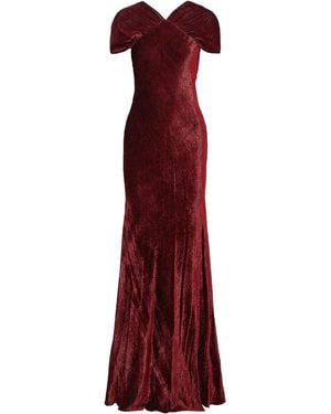 Rosetta Getty Ruched Devoré-Velvet Gown - Red