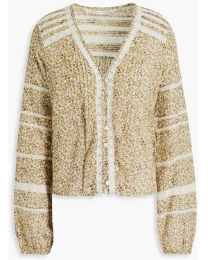 Veronica Beard Lyanna Lace-trimmed Floral-print Cotton Shirt - White