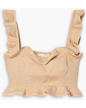 Ulla Johnson Belle Cropped Ruffled Cotton-Poplin Top - Natural