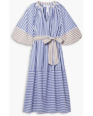 Apiece Apart Sun Mesa Striped Cotton Midi Dress - Blue
