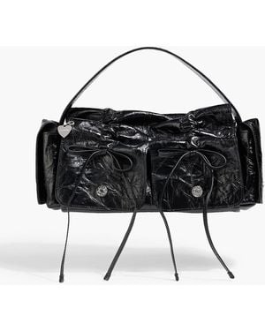 Acne Studios Crinkled Patent-Leather Shoulder Bag - Black