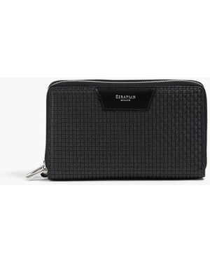 Serapian Embossed Coated-canvas Travel Wallet - Black