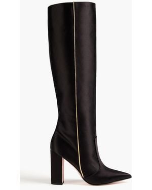 Gina Satin Knee Boots - Black