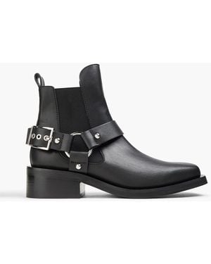 Ganni Leather Chelsea Boots - Black