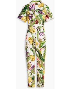 FARM Rio Printed Denim Jumpsuit - Metallic