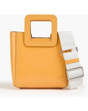 STAUD Shirley Mini Glossed-Leather Tote - Orange